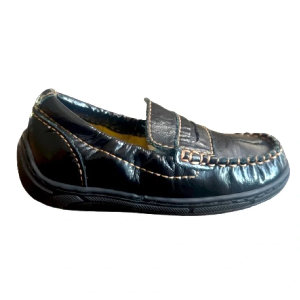 Primigi Boys Shiny Patton Leather Black Kids Moccasins Loafer Shoes